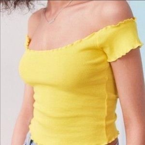 Off the Shoulder Yellow Crop Top